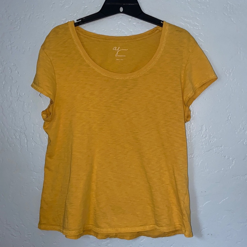 Andrea Jovine Pima Cotton Short Sleeve Tee T-Shirt Mustard Yellow Size L